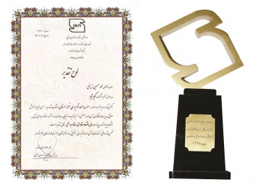 اعطای لوح وتندیس واحد نمونه استانی استاندارد در سال 95 از اداره کل استاندارد به مدیرعامل شرکت