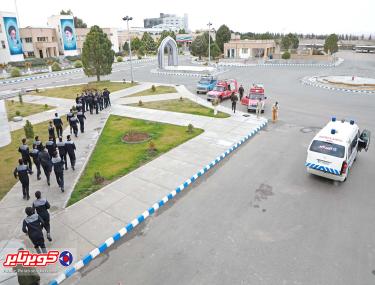 نمایش اقتدار ایمنی در کویرتایر | مانور تخلیه و امداد اضطراری ساختمان شهید رئیسی با موفقیت اجرا شد
